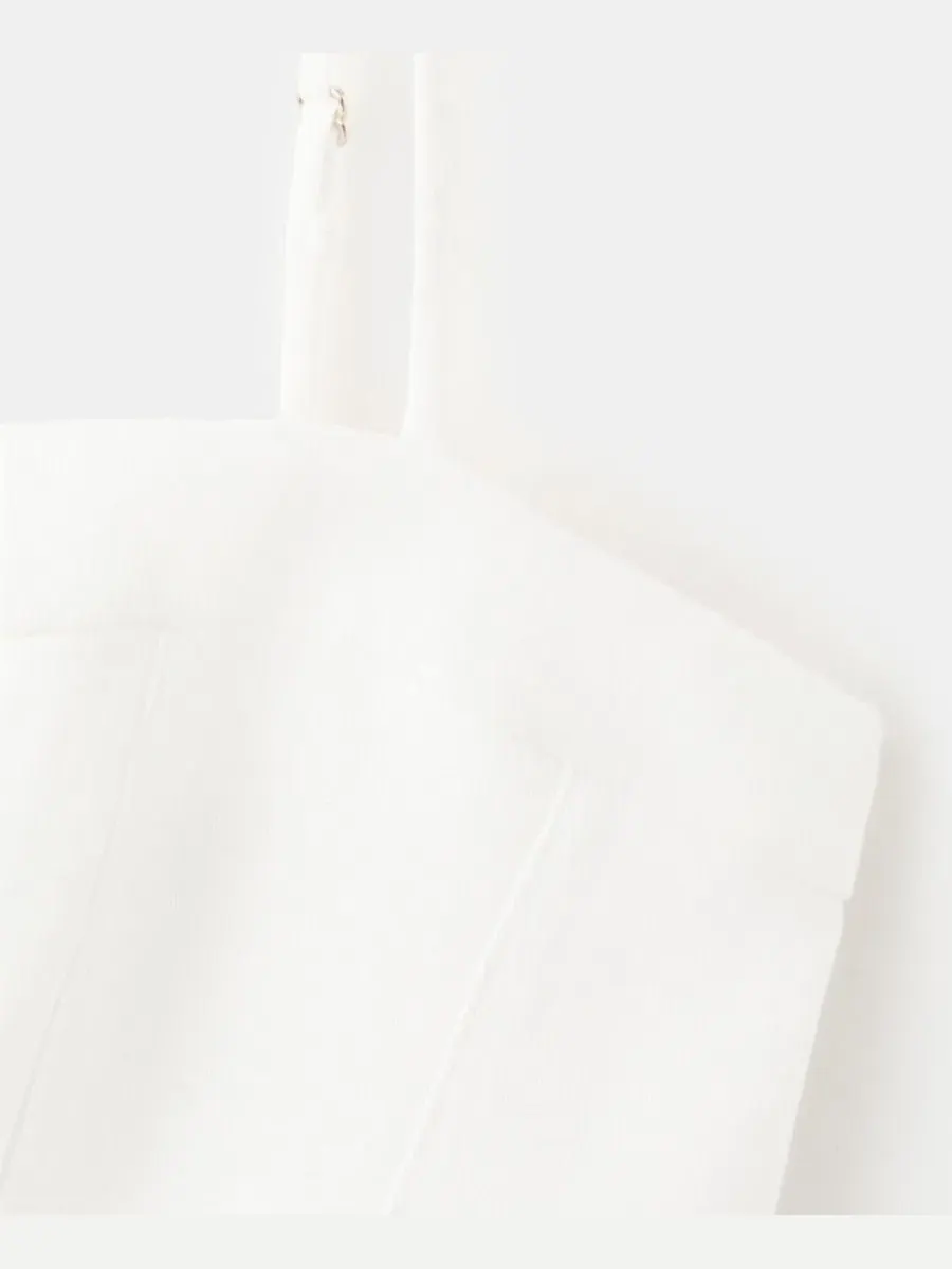 Платье-трапеция из льна A-Line Linen Dress MANGO — изображение 6 из 7, белый
