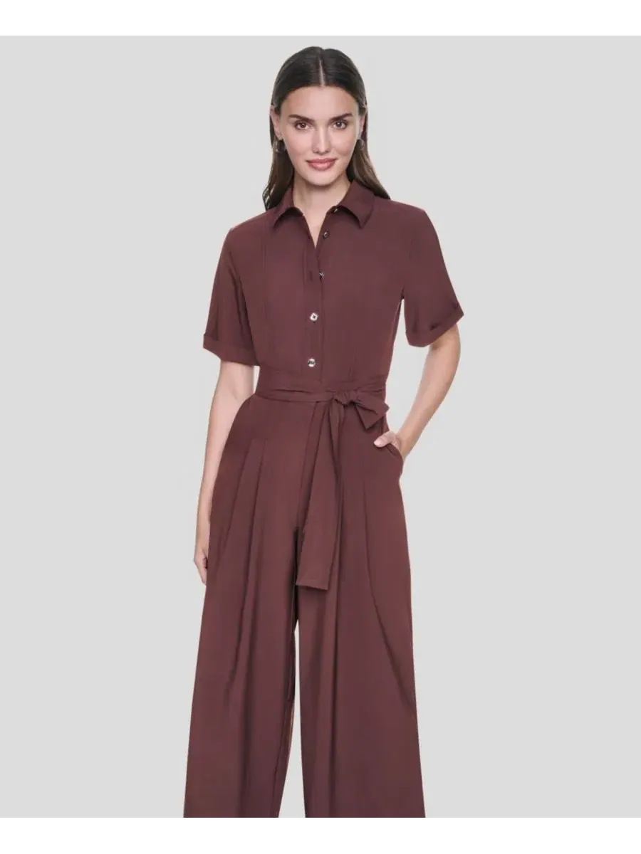 Комбинезон с коротким рукавом и широкими штанинами DKNY — изображение 2 из 5, ява