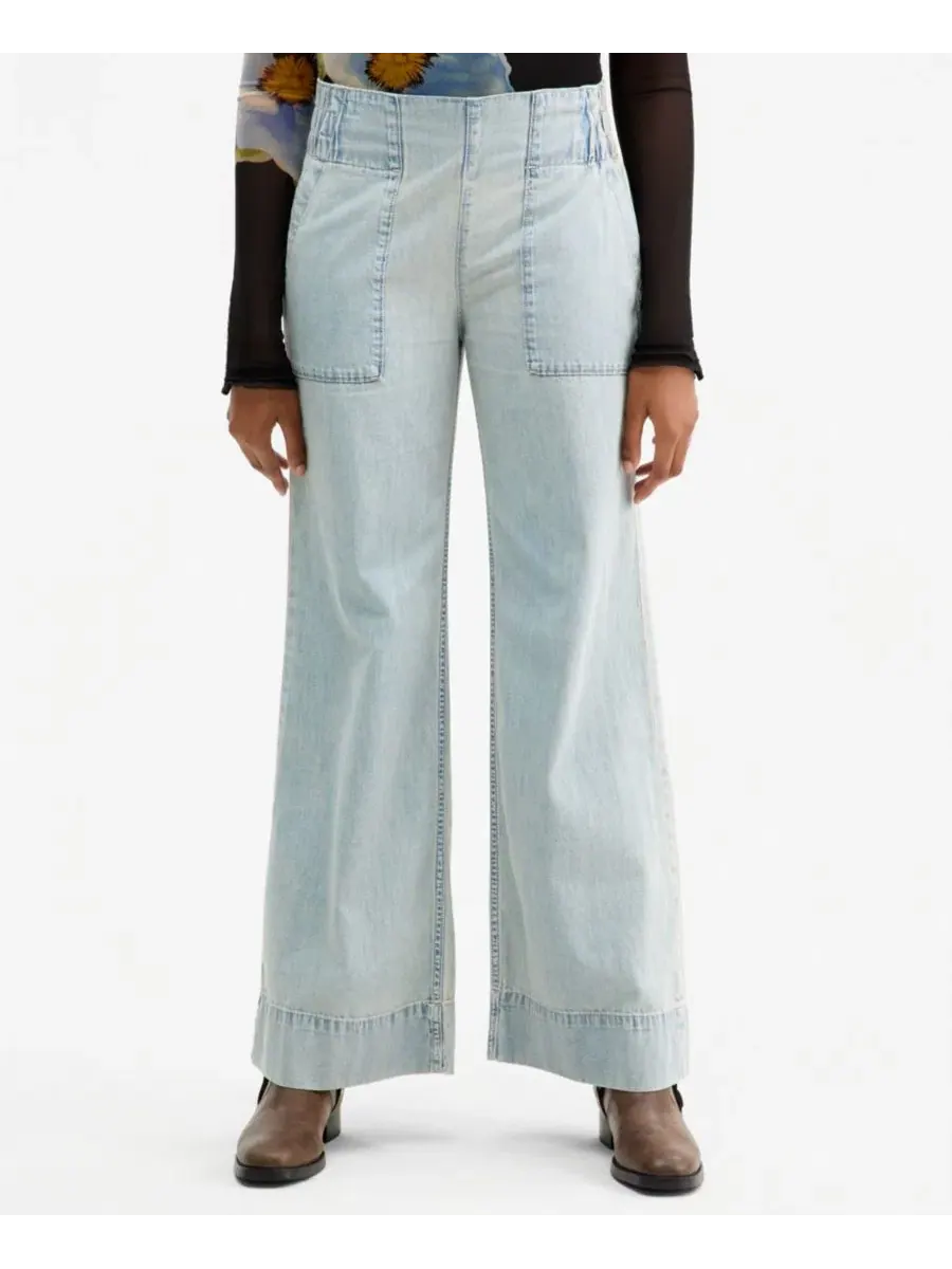 Джинсы свободного кроя с широкими штанинами We The Free Mid-Rise Wide-Leg Utility Jeans Free People — изображение 1 из 4