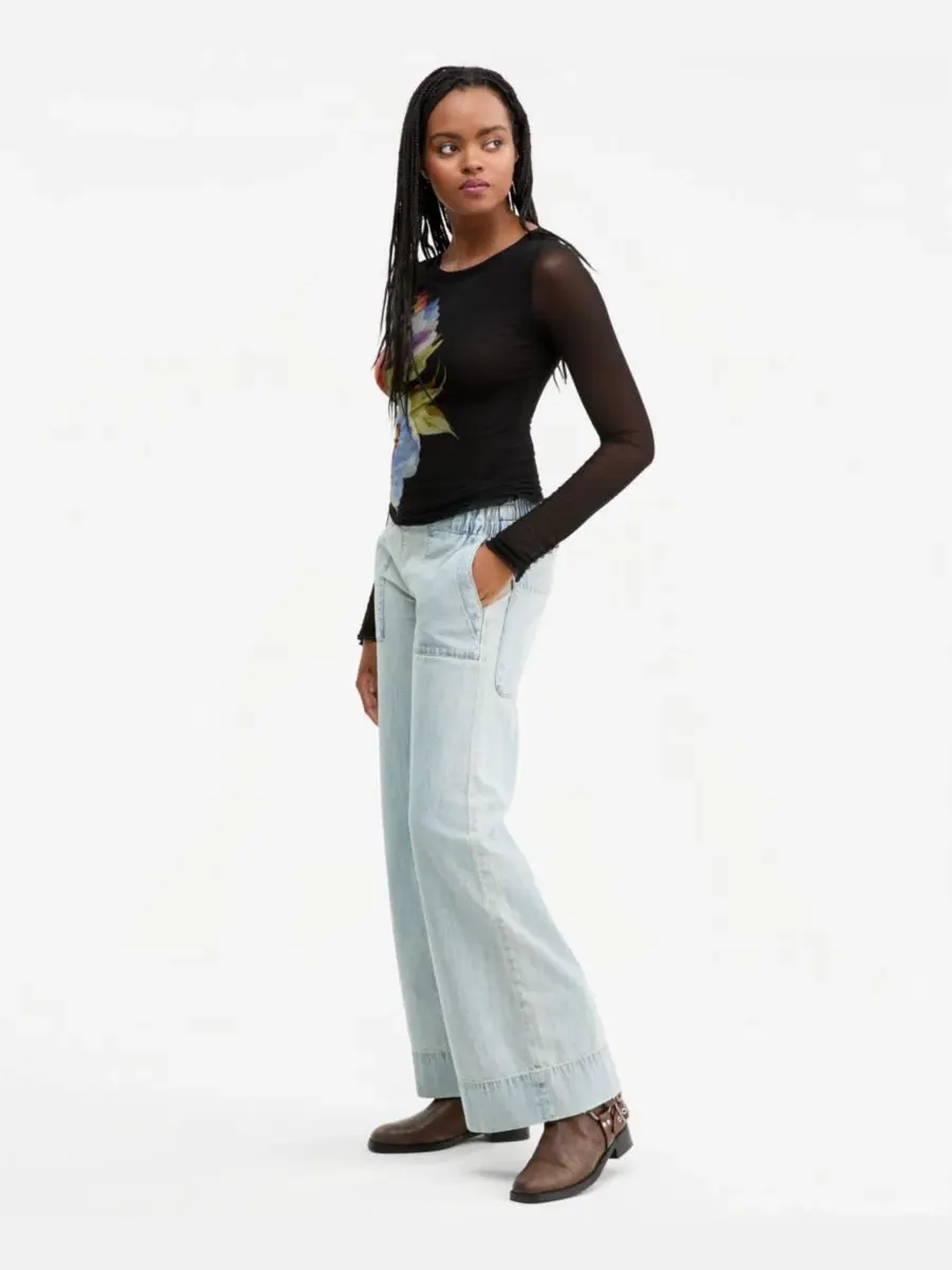 Джинсы свободного кроя с широкими штанинами We The Free Mid-Rise Wide-Leg Utility Jeans Free People — изображение 3 из 4