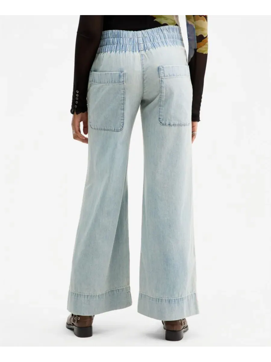 Джинсы карго с широкой штаниной, модель Mid-Rise Wide-Leg Utility Free People — изображение 6 из 8, синий