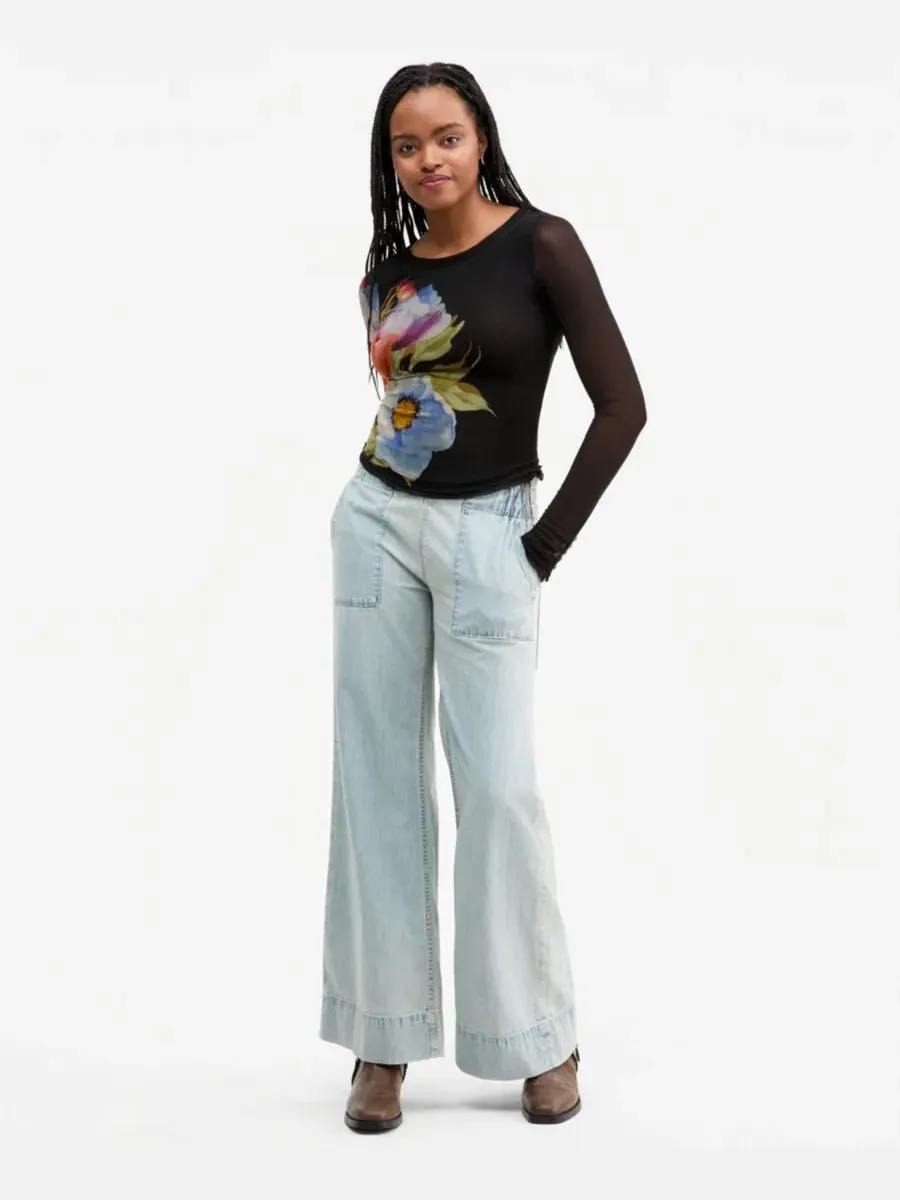 Джинсы карго с широкой штаниной, модель Mid-Rise Wide-Leg Utility Free People — изображение 8 из 8, синий