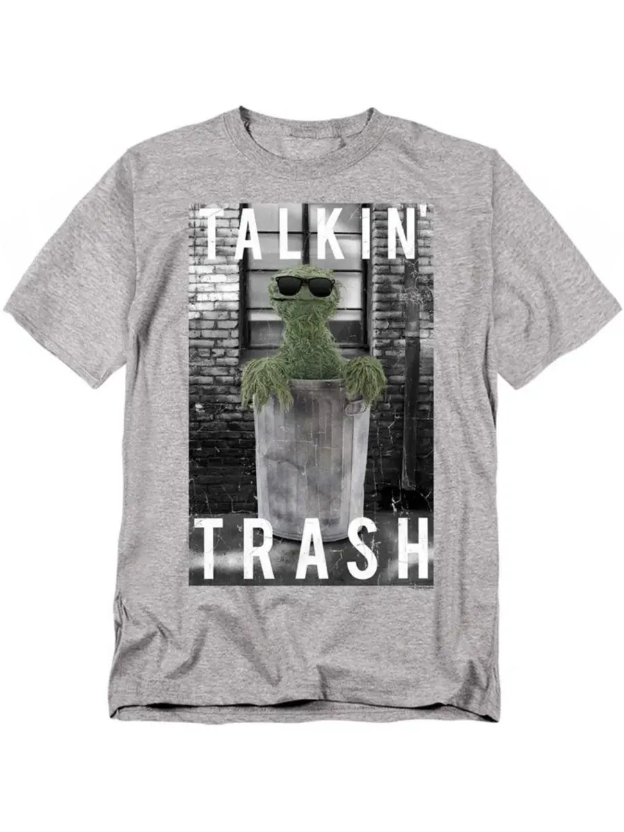 Футболка с принтом Talkin Trash Sesame Street — серый