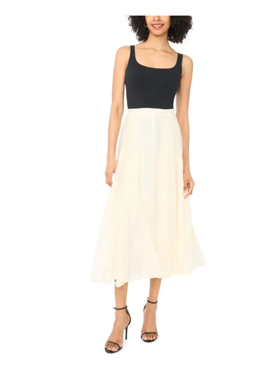 Юбка-миди с вставками-годе, модель Godet Midi Skirt Vince Camuto — изображение 2 из 3, слоновая кость
