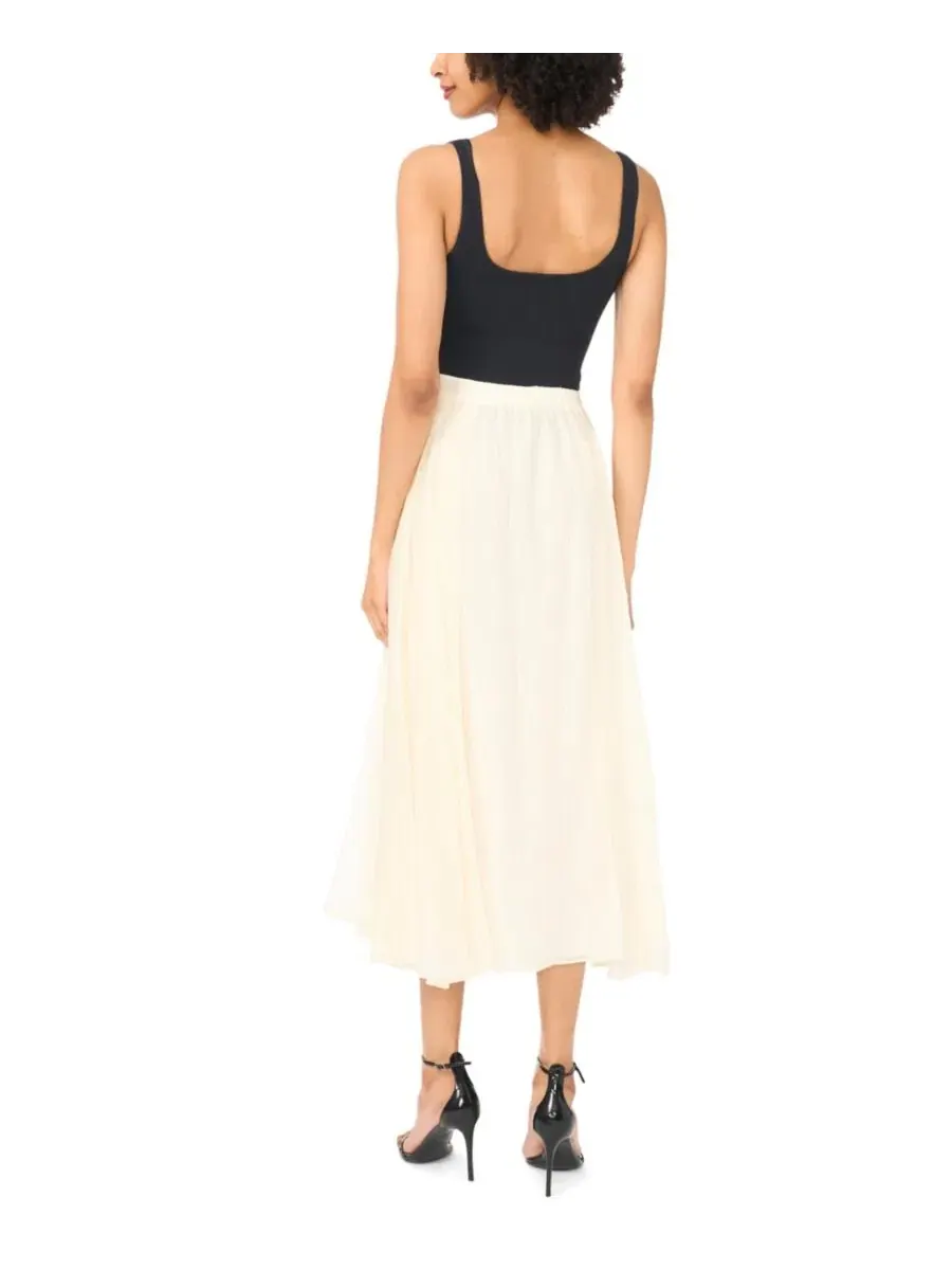 Юбка-миди с вставками-годе, модель Godet Midi Skirt Vince Camuto — изображение 3 из 3, слоновая кость