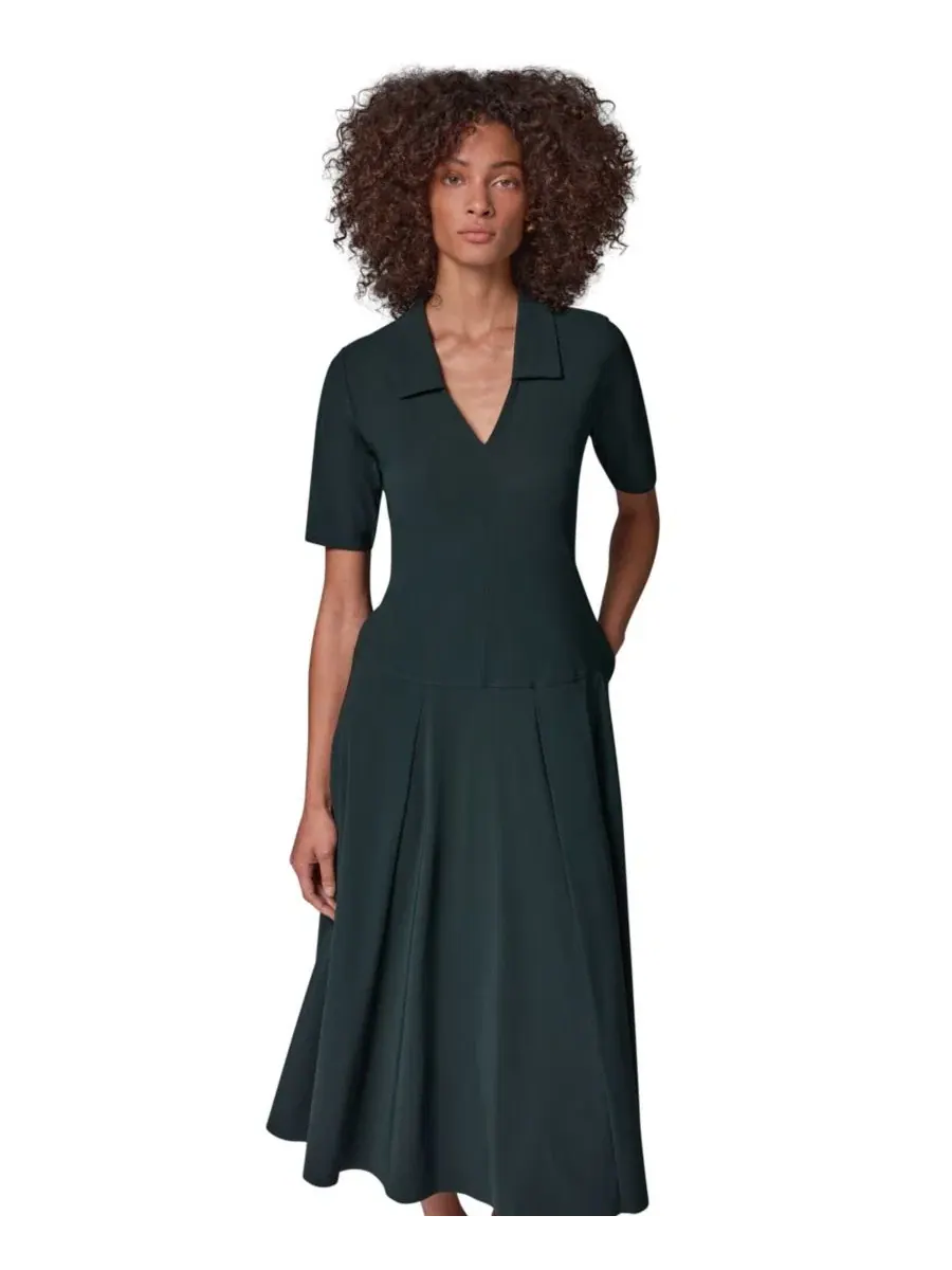 Платье-трапеция миди с V-образным вырезом и карманами Black Forest Donna Karan Weekend — черный