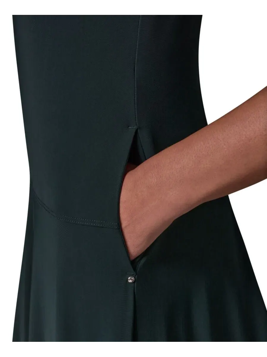 Платье-трапеция миди с V-образным вырезом и карманами Black Forest Donna Karan Weekend — изображение 7 из 8, черный