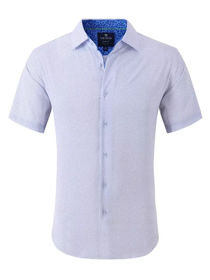 Мужская облегающая рубашка с коротким рукавом Performance Button Down Tom Baine — белый