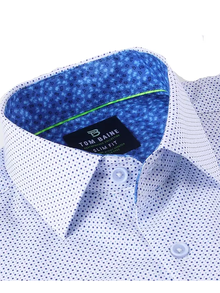 Мужская облегающая рубашка с коротким рукавом Performance Button Down Tom Baine — изображение 2 из 6, белый