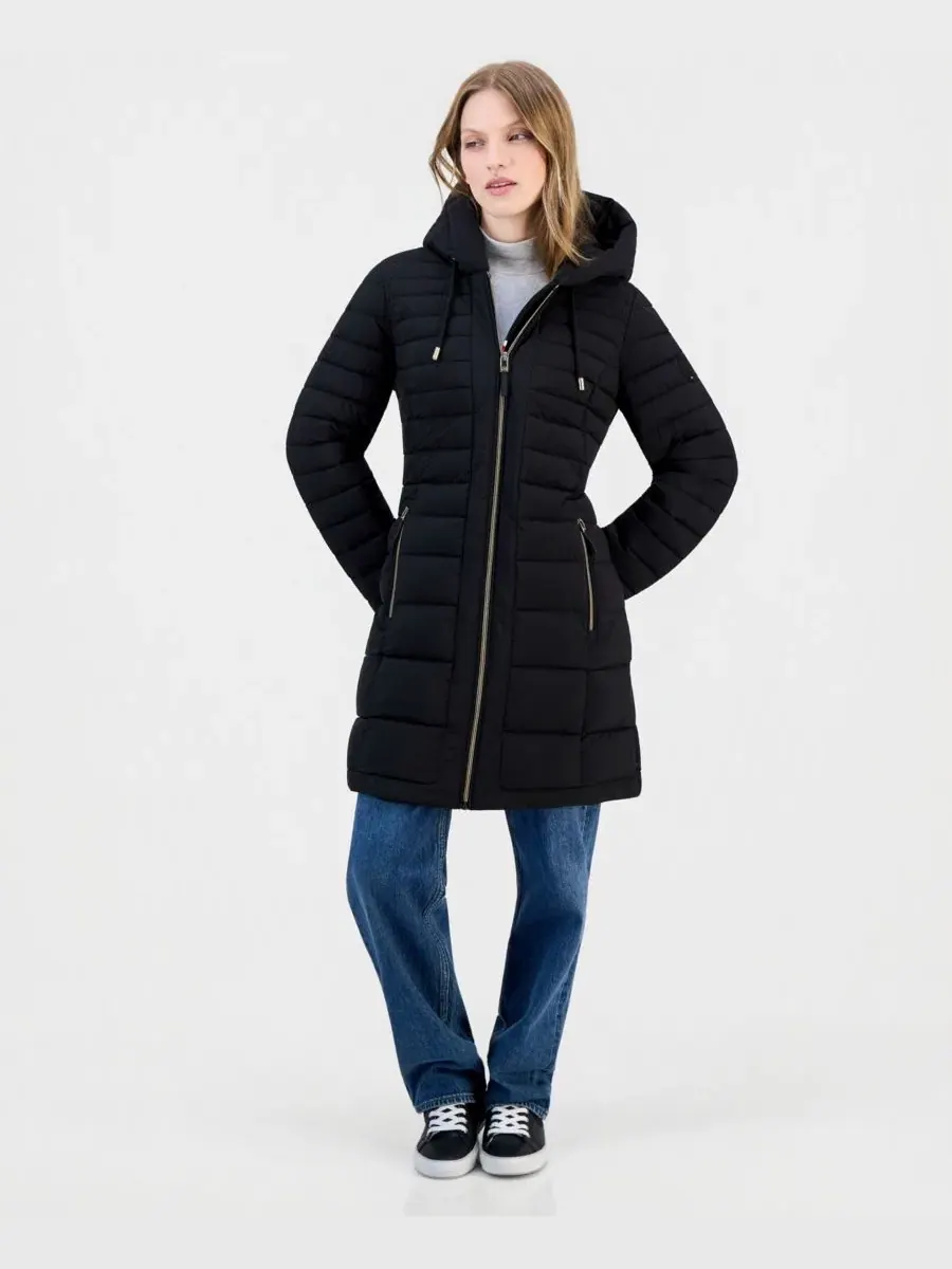 Женский стеганый пуховик с капюшоном, Packable Tommy Hilfiger — изображение 1 из 3, черный