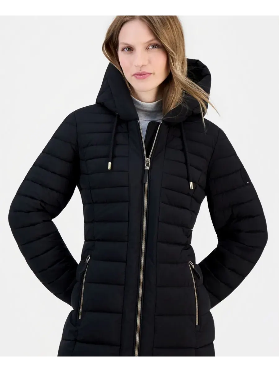 Женский стеганый пуховик с капюшоном, Packable Tommy Hilfiger — изображение 2 из 3, черный