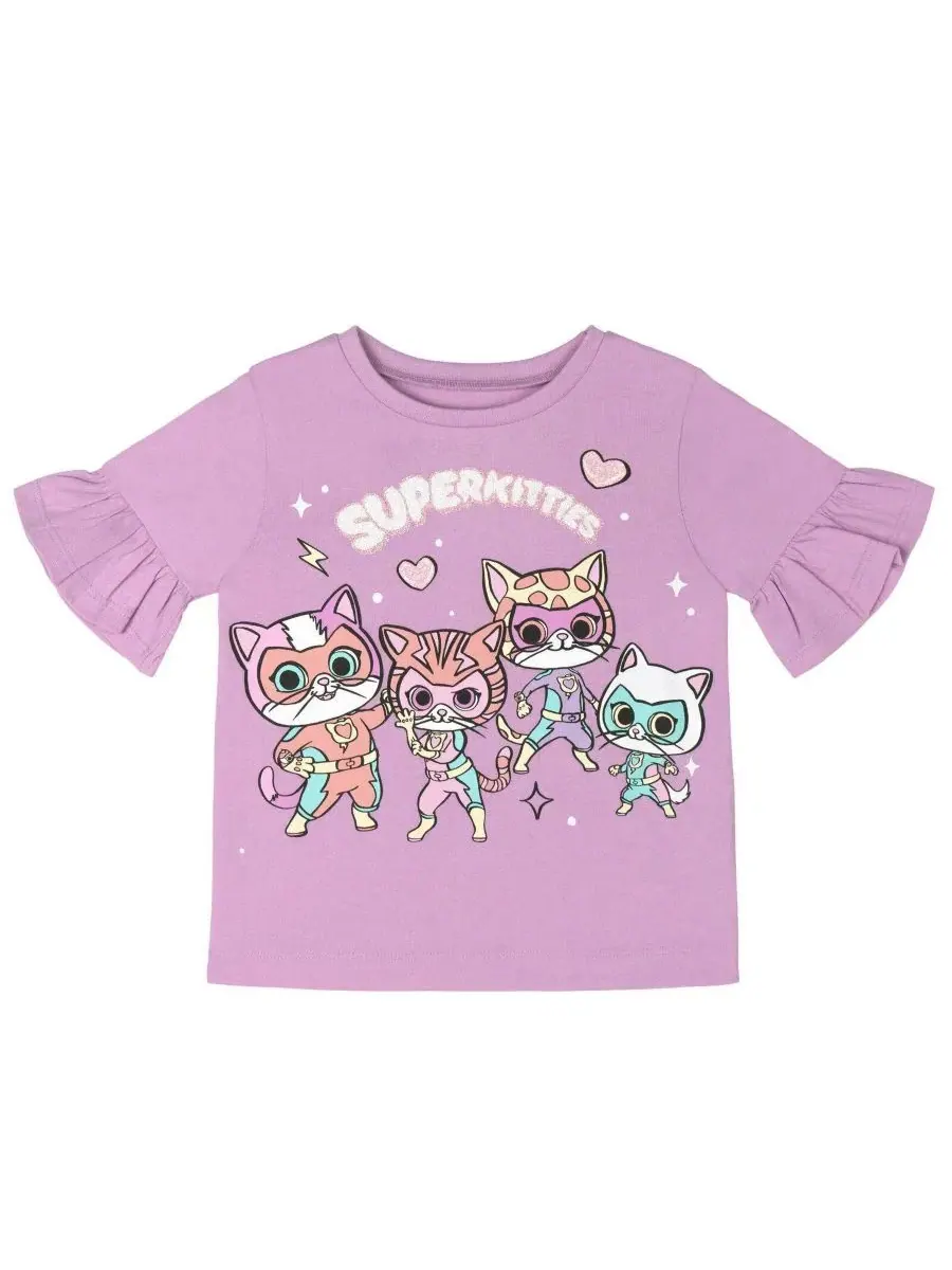 Комплект из топа и шорт с принтом SuperKitties Super Kitties — изображение 2 из 3, фиолетовый