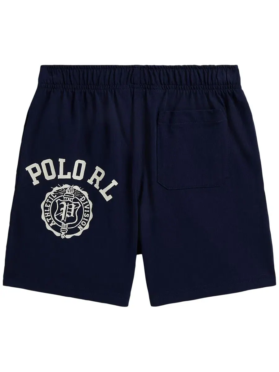 Шорты из хлопкового джерси с графичным принтом Polo Ralph Lauren — изображение 4 из 6, темно-синий