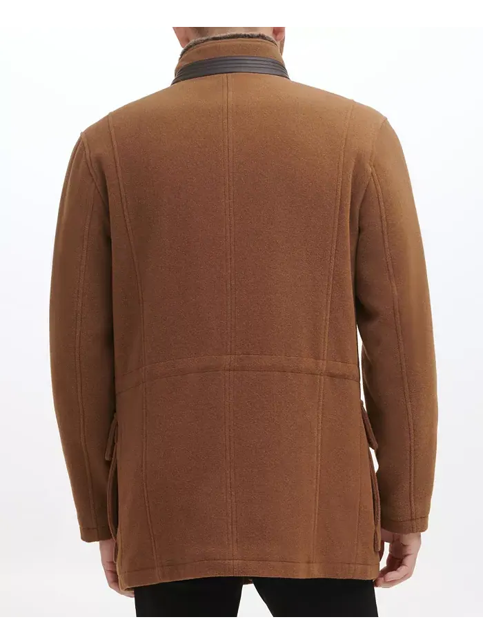 Мужское шерстяное пальто Car Coat с ворсом Cole Haan — изображение 5 из 5, верблюжий