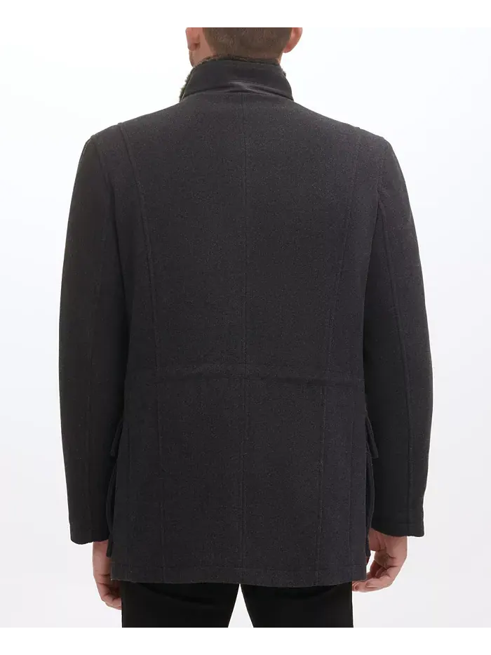 Мужское шерстяное пальто Car Coat с ворсом Cole Haan — изображение 5 из 5, темно-серый