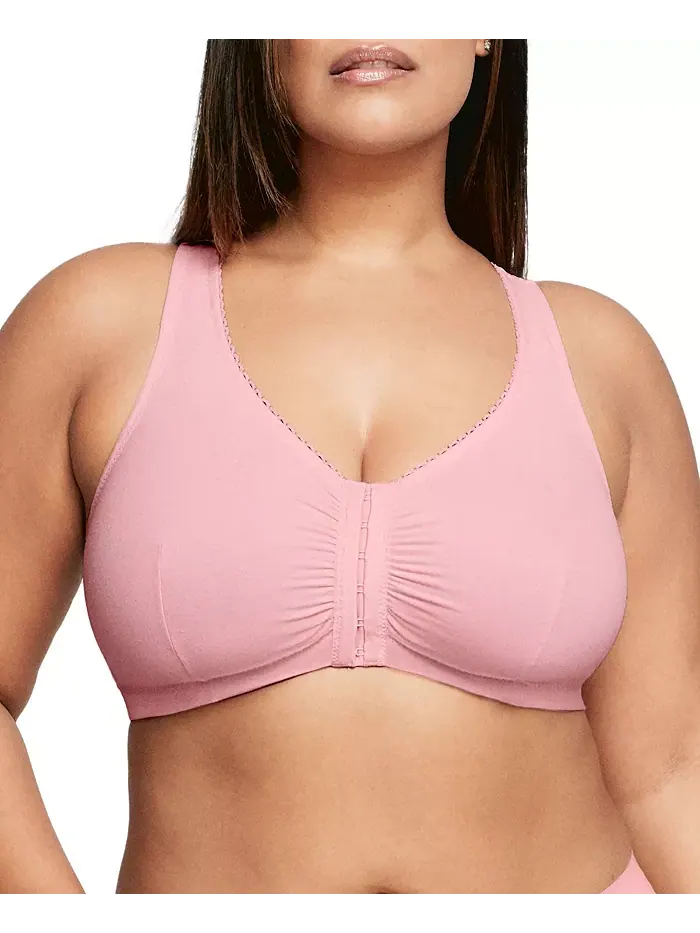 Женский бюстгальтер без косточек Full Figure Plus Size Complete Comfort Wirefree Cotton T-Back 1908 — розовый