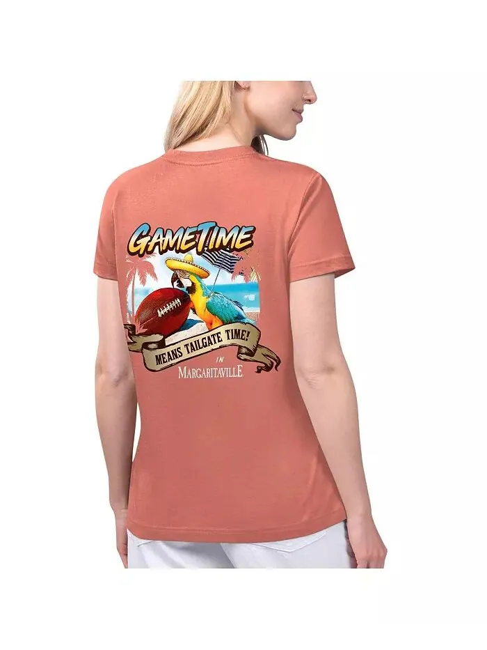 Женская футболка Coral San Francisco 49ers Game Time с V-образным вырезом Margaritaville — изображение 2 из 2
