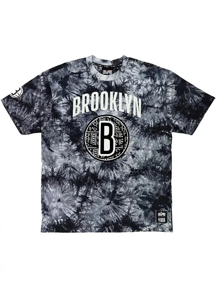 Мужская и женская футболка NBA x Black Brooklyn Nets Culture & Hoops с принтом тай-дай Two Hype — изображение 3 из 3, черный