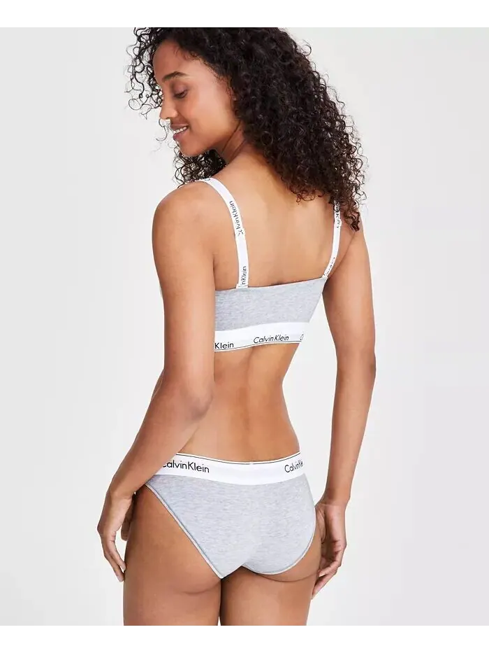 Современное хлопковое нижнее белье-бандо и бикини на легкой подкладке Calvin Klein — изображение 2 из 3, серый