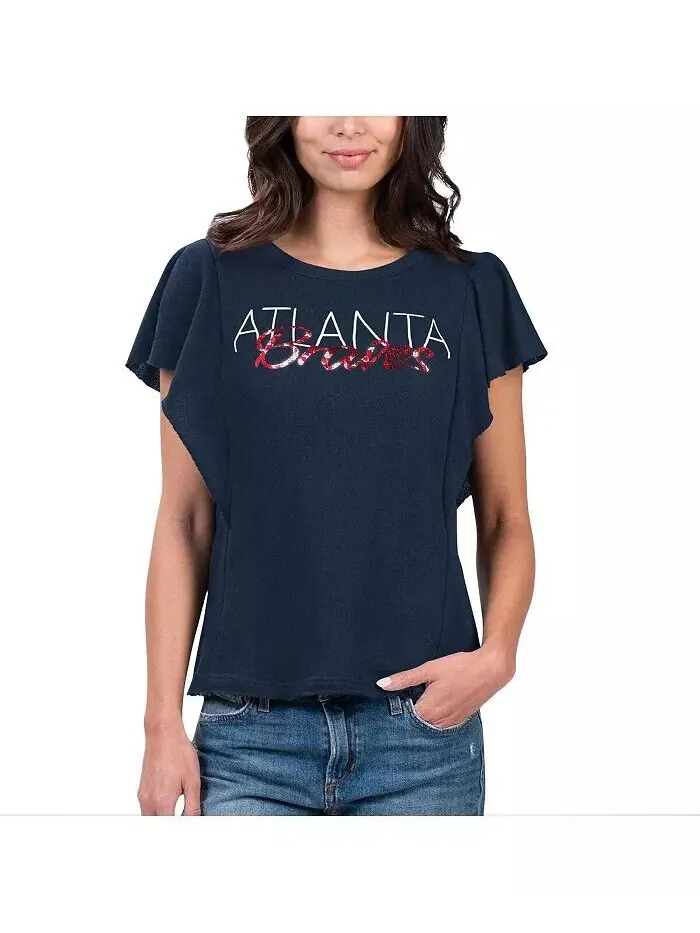 Женская темно-синяя футболка Atlanta Braves Crowd Wave G-Iii 4Her By Carl Banks — синий