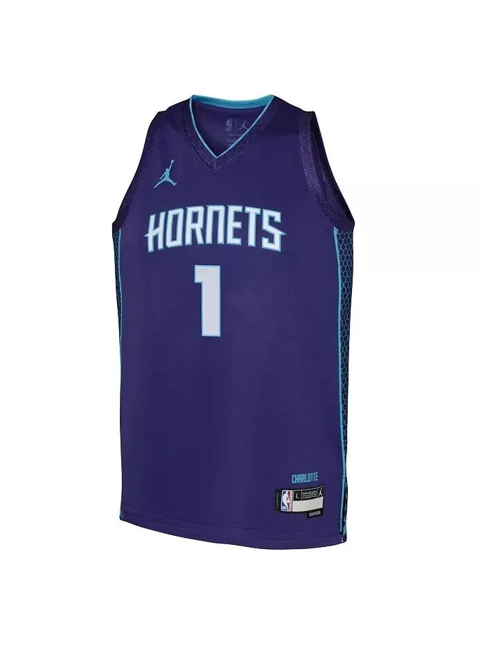 Джерси Big Boys La Melo Ball Purple Charlotte Hornets 2022/23 Swingman - Statement Edition Jordan — изображение 3 из 3