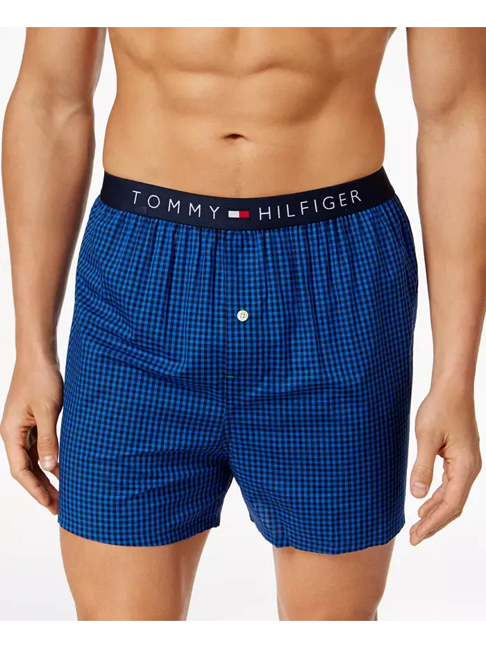 Мужские боксеры из хлопка с принтом логотипа Flag Tommy Hilfiger — изображение 1 из 1, темно-синий