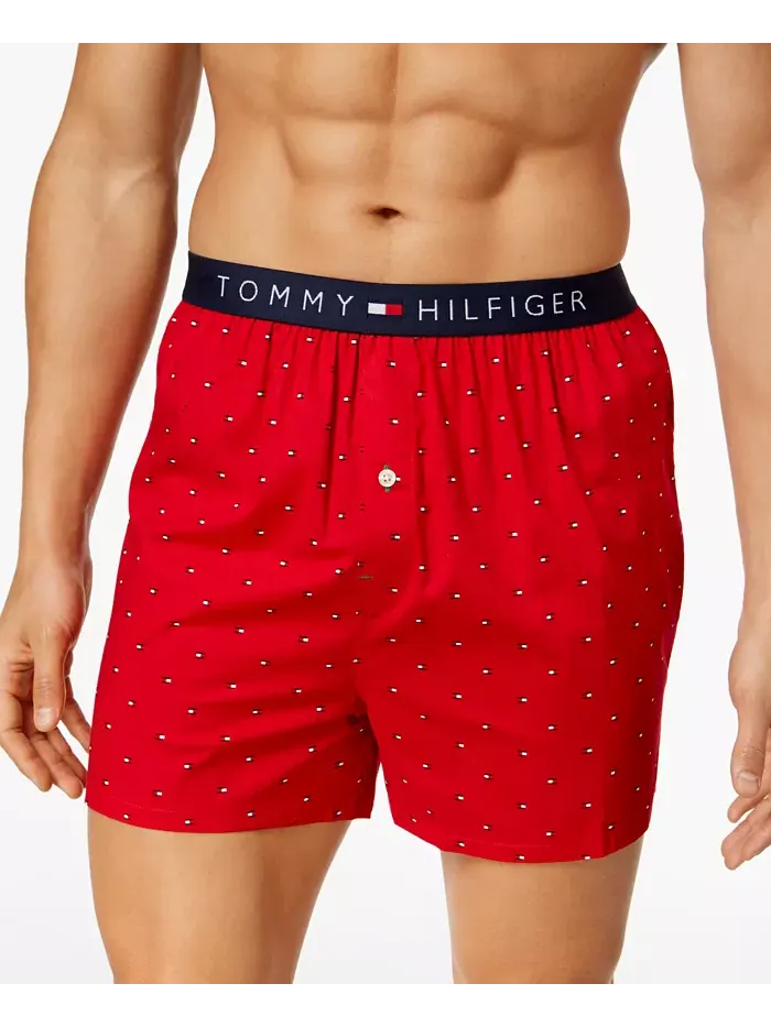 Мужские боксеры из хлопка с принтом логотипа Flag Tommy Hilfiger — изображение 1 из 1, красный