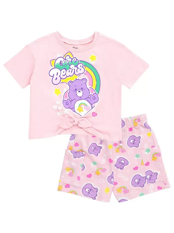 Детский комплект для девочки: футболка Best Friend Bear и шорты из велюра Care Bears — розовый