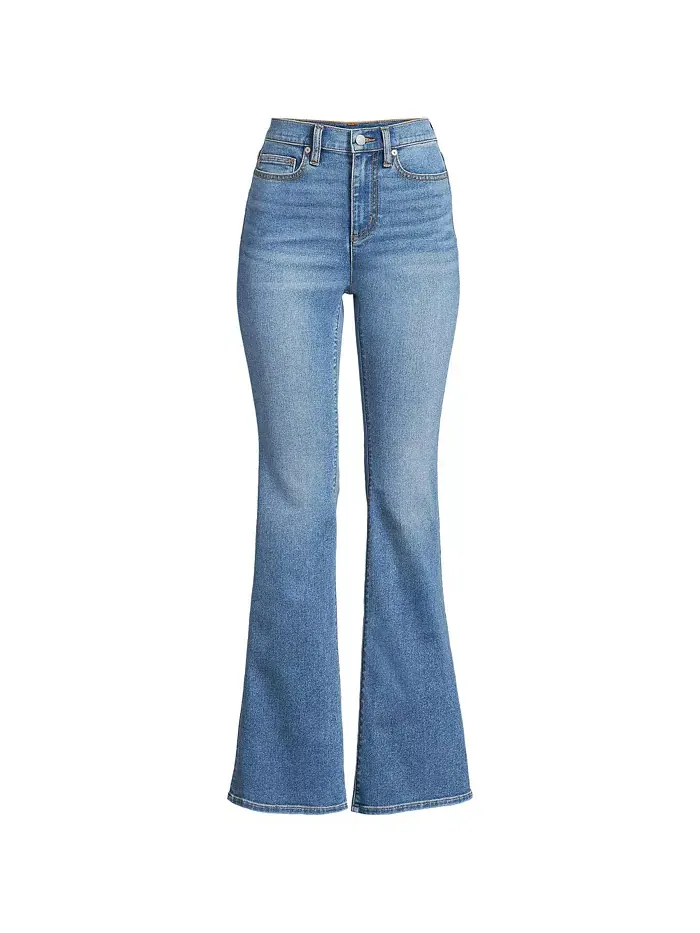 Женские джинсы Recover Denim с высокой талией и узкими джинсами-клеш Lands' End — изображение 3 из 3, синий