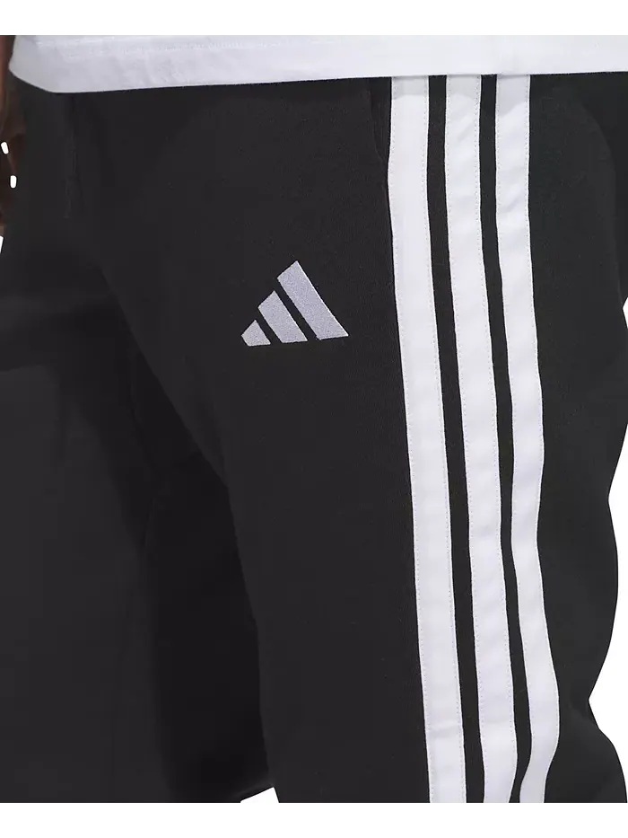 Мужские базовые джоггеры Regular-Fit с флисом и 3 полосками Adidas — изображение 3 из 4, черный