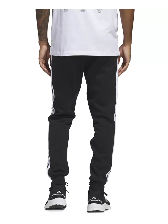 Мужские базовые джоггеры Regular-Fit с флисом и 3 полосками Adidas — изображение 4 из 4, черный