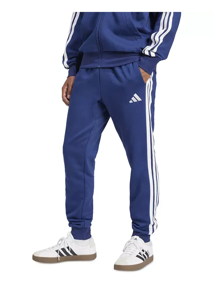 Мужские базовые джоггеры Regular-Fit с флисом и 3 полосками Adidas — изображение 1 из 3, синий