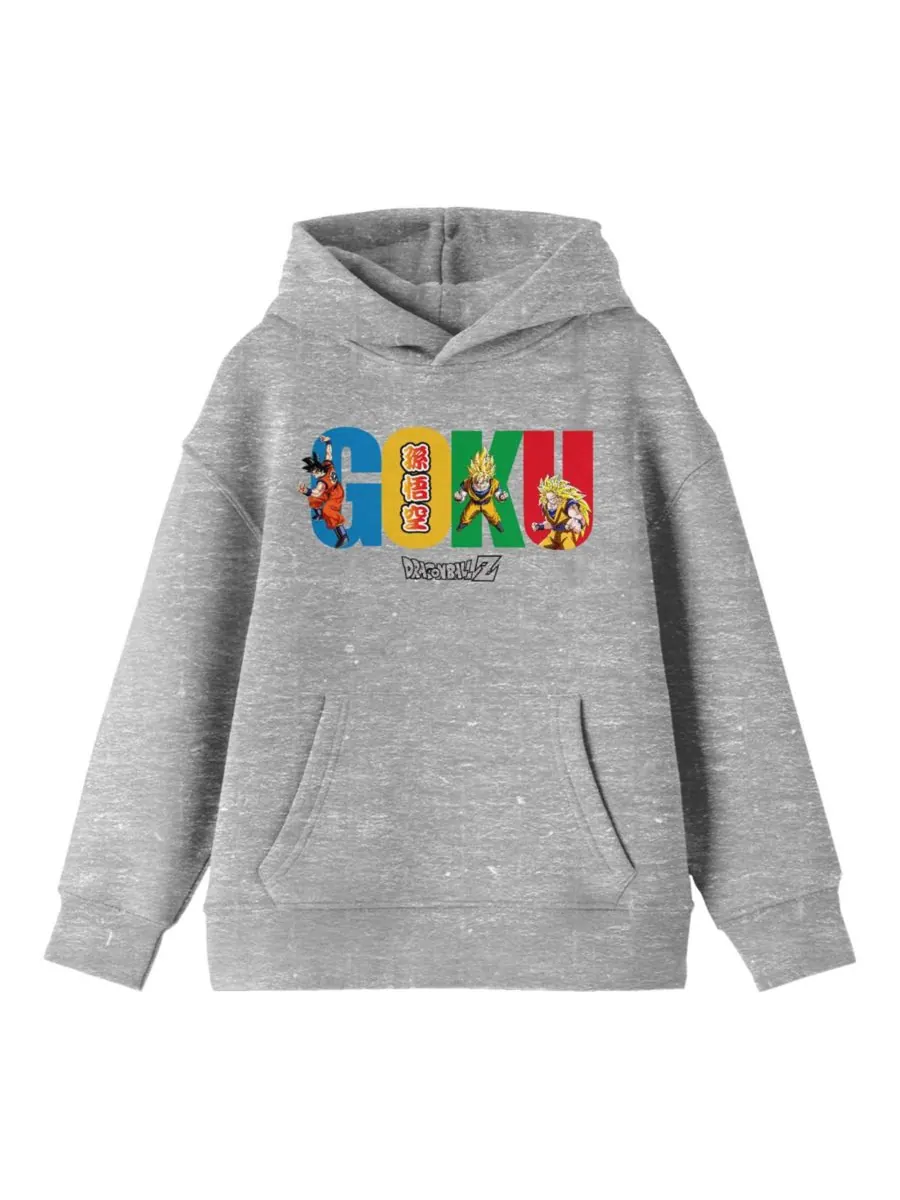 Толстовка с капюшоном Multiple Goku Youth Heather Gray Hoodie-L Dragon Ball Z — серый