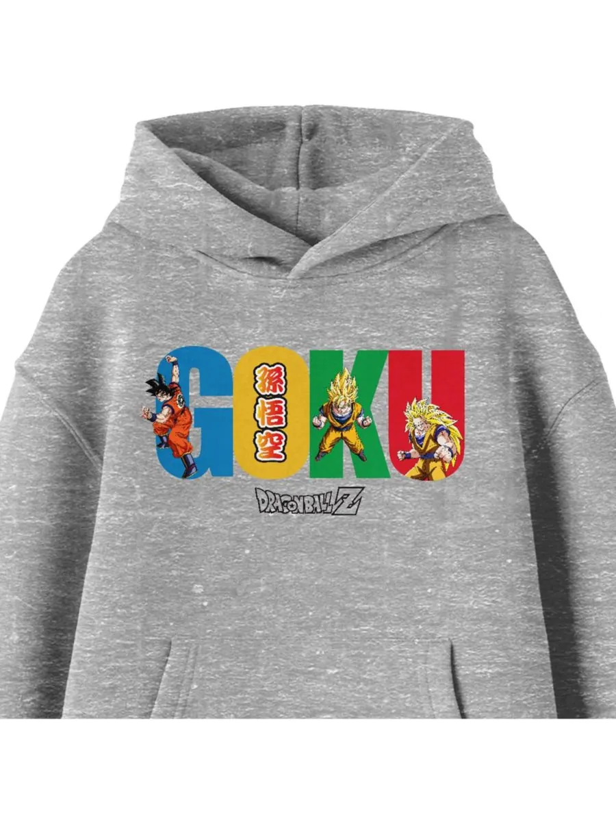 Толстовка с капюшоном Multiple Goku Youth Heather Gray Hoodie-L Dragon Ball Z — изображение 2 из 3, серый