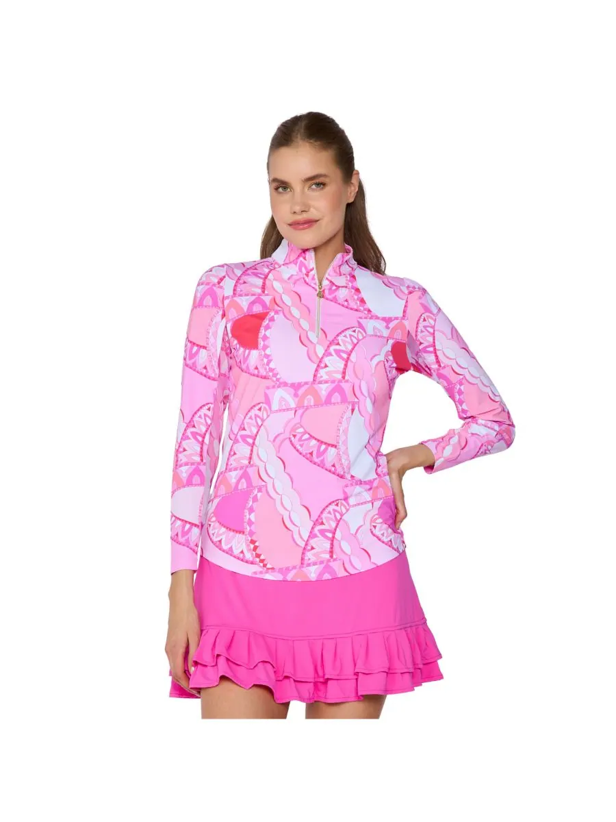 G Lifestyle Женская блузка с длинными рукавами и воротником-стойкой G Lifestyle Clothing — изображение 1 из 4, розовый