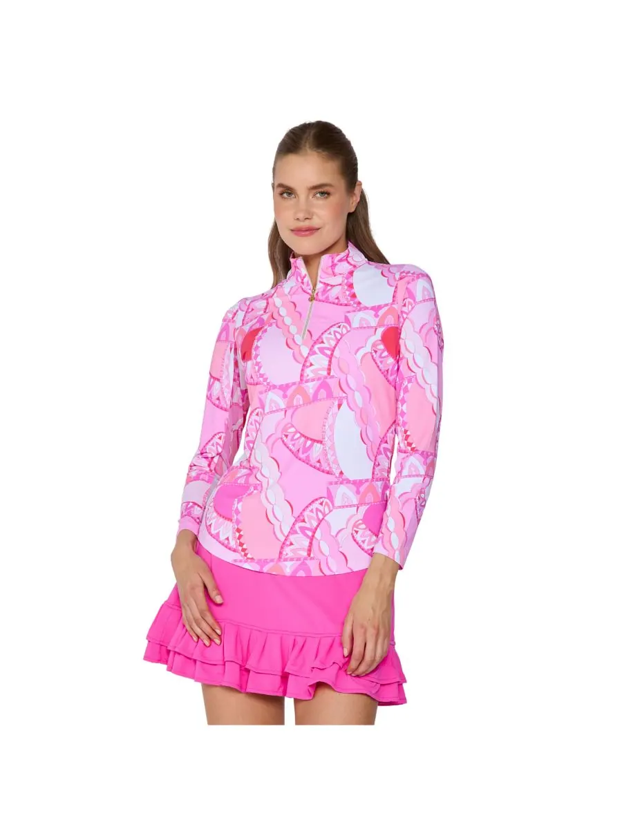 G Lifestyle Женская блузка с длинными рукавами и воротником-стойкой G Lifestyle Clothing — изображение 3 из 4, розовый