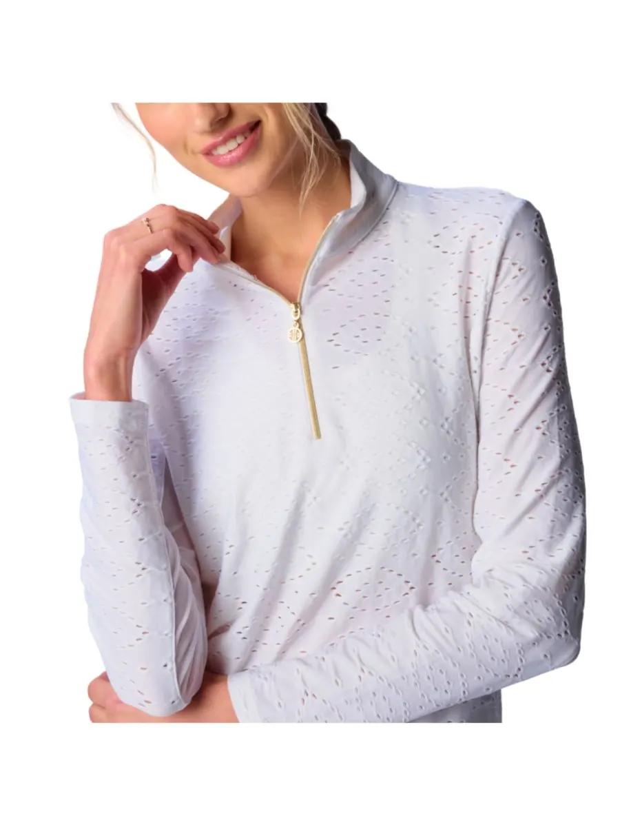 G Lifestyle Женская блузка с длинными рукавами и воротником-стойкой G Lifestyle Clothing — изображение 3 из 5, белый