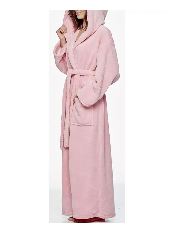 Женский утепленный халат с капюшоном до щиколотки Premium Fleece ARUS — изображение 3 из 3, розовый