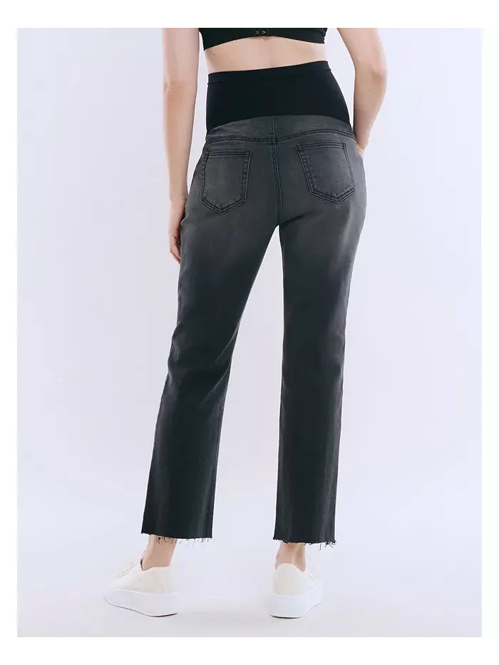 Женские джинсы Secret Fit Over the Belly с прямыми штанинами - Motherhood Maternity — изображение 2 из 5, черный