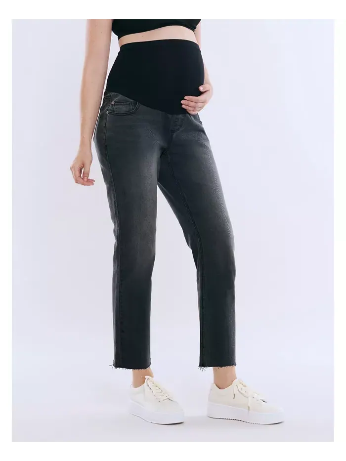 Женские джинсы Secret Fit Over the Belly с прямыми штанинами - Motherhood Maternity — изображение 3 из 5, черный