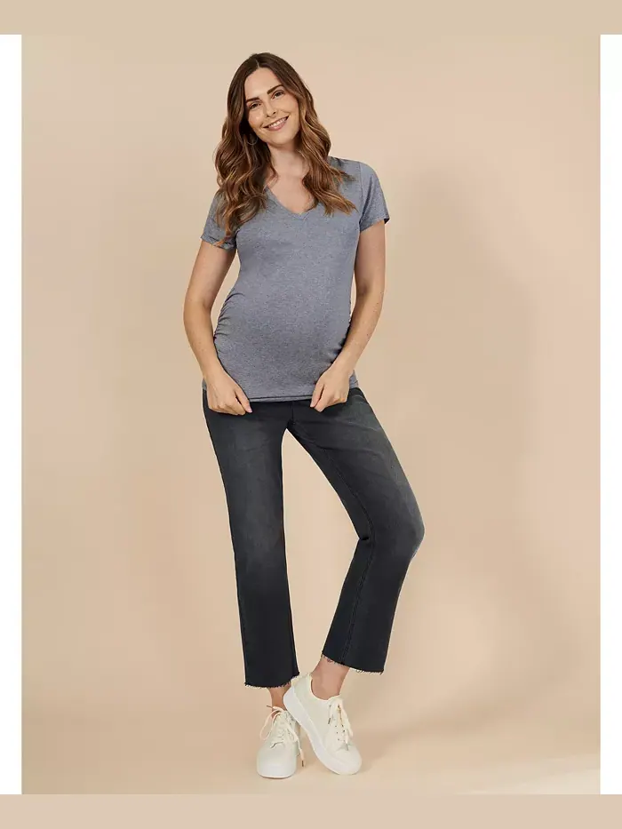 Женские джинсы Secret Fit Over the Belly с прямыми штанинами - Motherhood Maternity — изображение 5 из 5, черный