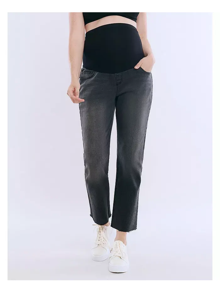 Женские джинсы Secret Fit Over the Belly с прямыми штанинами - Motherhood Maternity — изображение 2 из 5, черный
