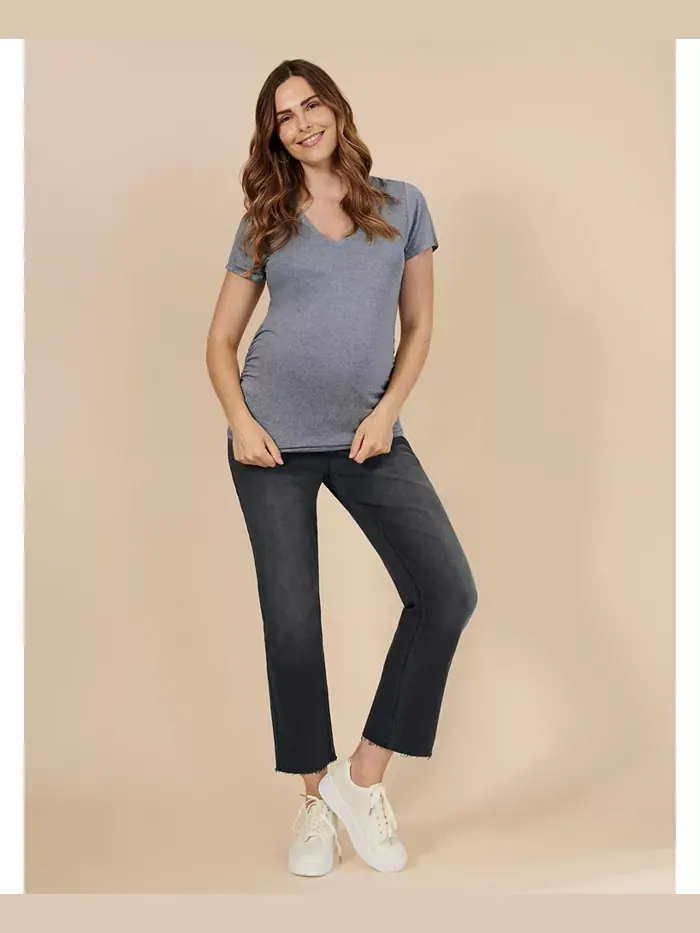 Женские джинсы Secret Fit Over the Belly с прямыми штанинами - Motherhood Maternity — изображение 3 из 5, черный