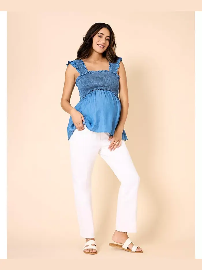 Женские джинсы Secret Fit Over the Belly с прямыми штанинами - Motherhood Maternity — изображение 2 из 4, яркий белый