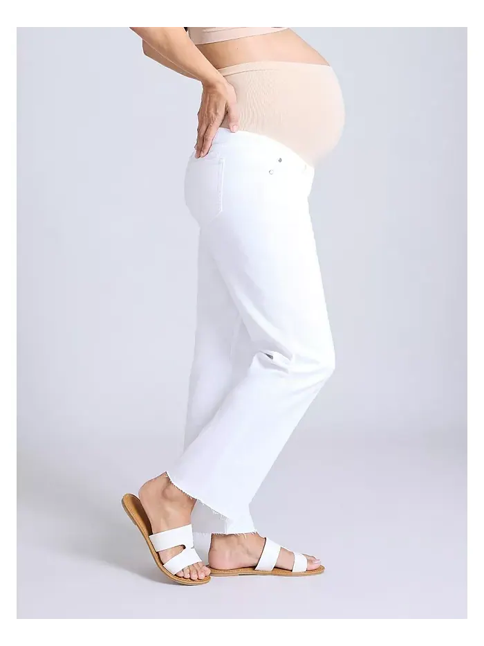 Женские джинсы Secret Fit Over the Belly с прямыми штанинами - Motherhood Maternity — изображение 4 из 4, яркий белый