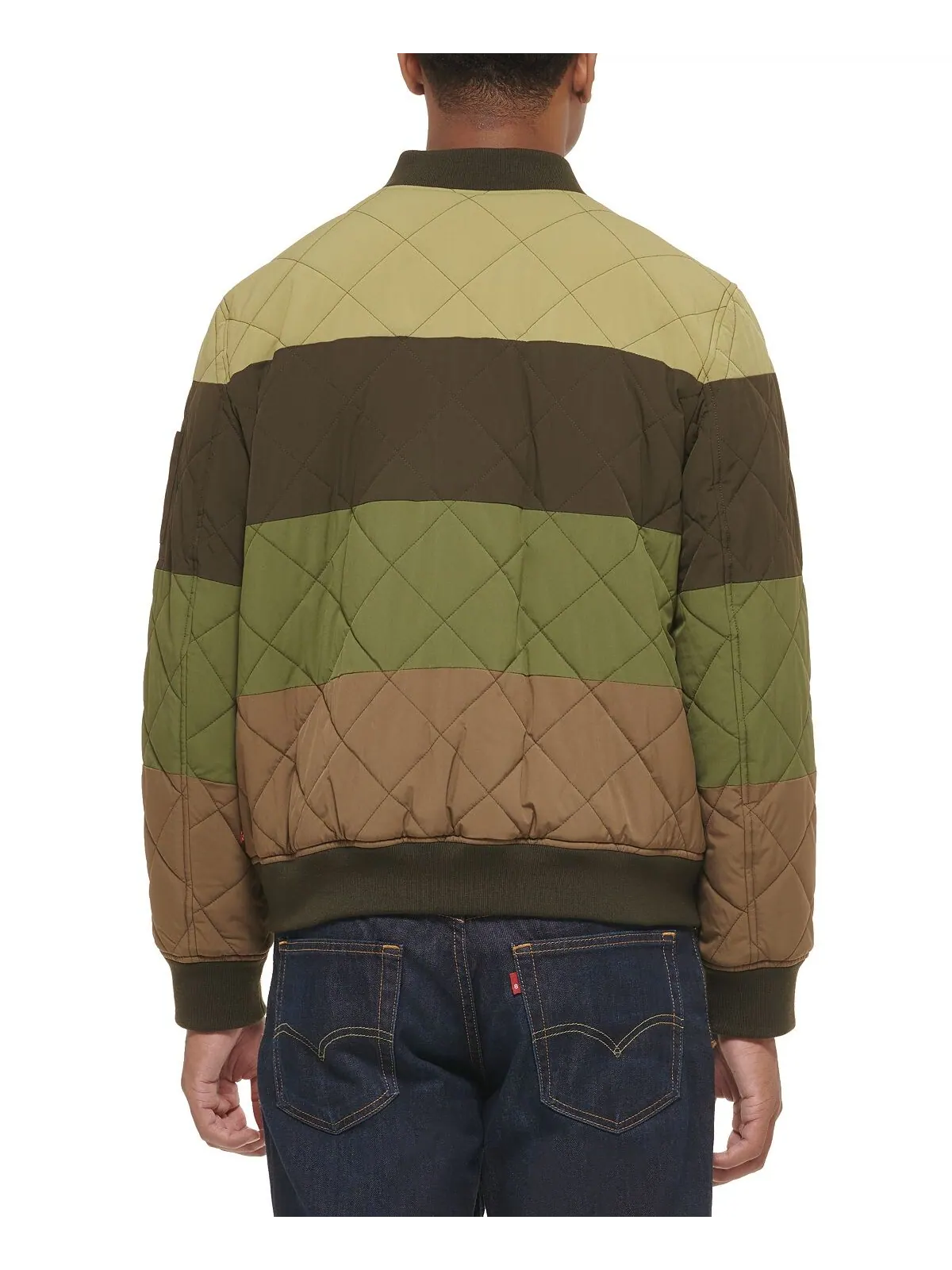 Мужская стеганая модная куртка-бомбер Levi's — изображение 2 из 5, оливковый/коричневый