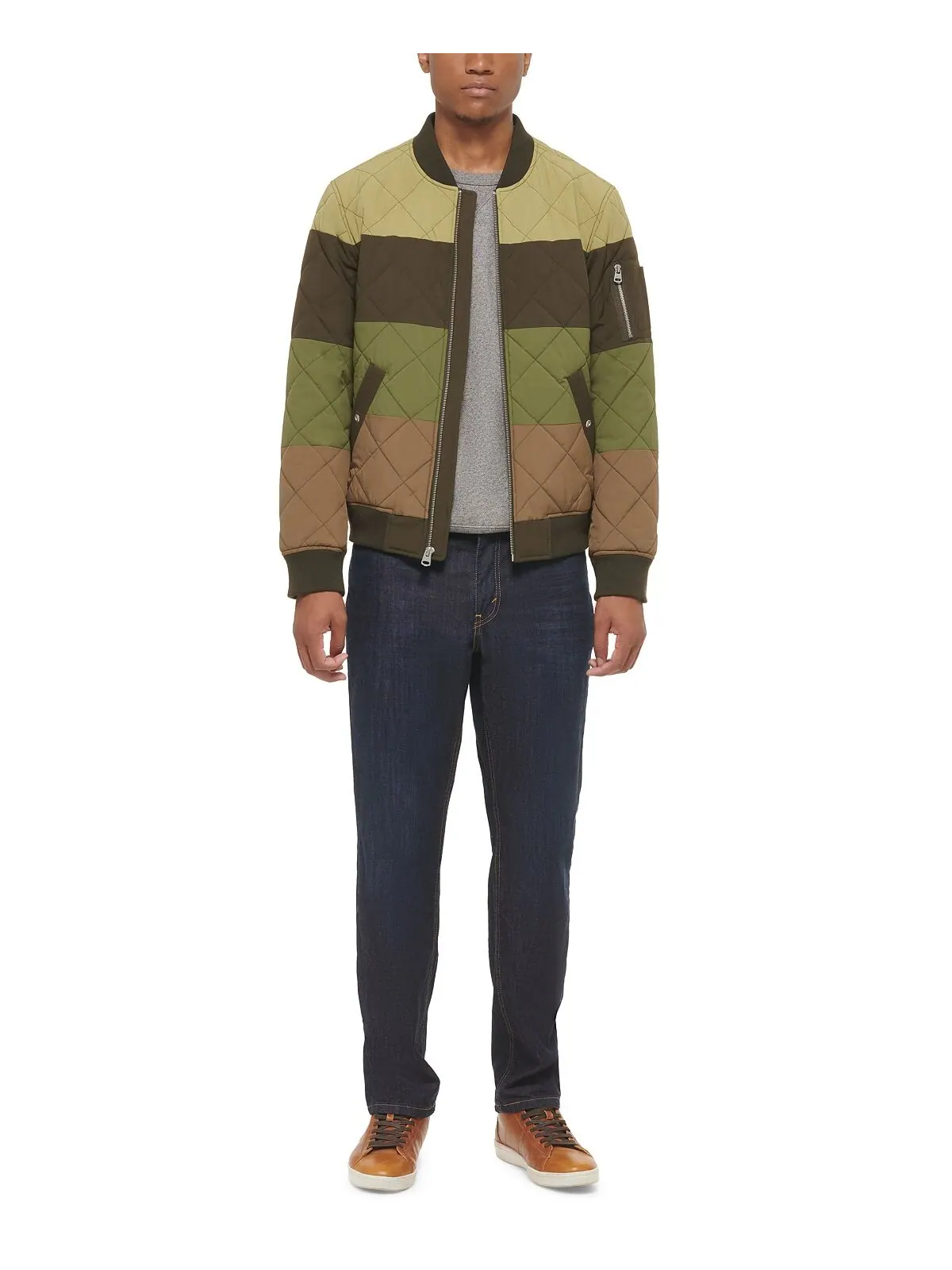 Мужская стеганая модная куртка-бомбер Levi's — изображение 5 из 5, оливковый/коричневый