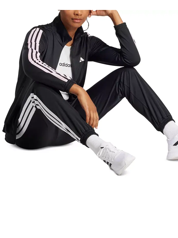 Женские трикотажные брюки с тремя полосками Track Pants adidas — изображение 3 из 5, черный/белый