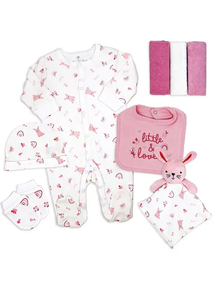 Набор для новорожденных Baby Girls Rose Bunnies, 8 предметов Rock-A-Bye Baby Boutique — розовый