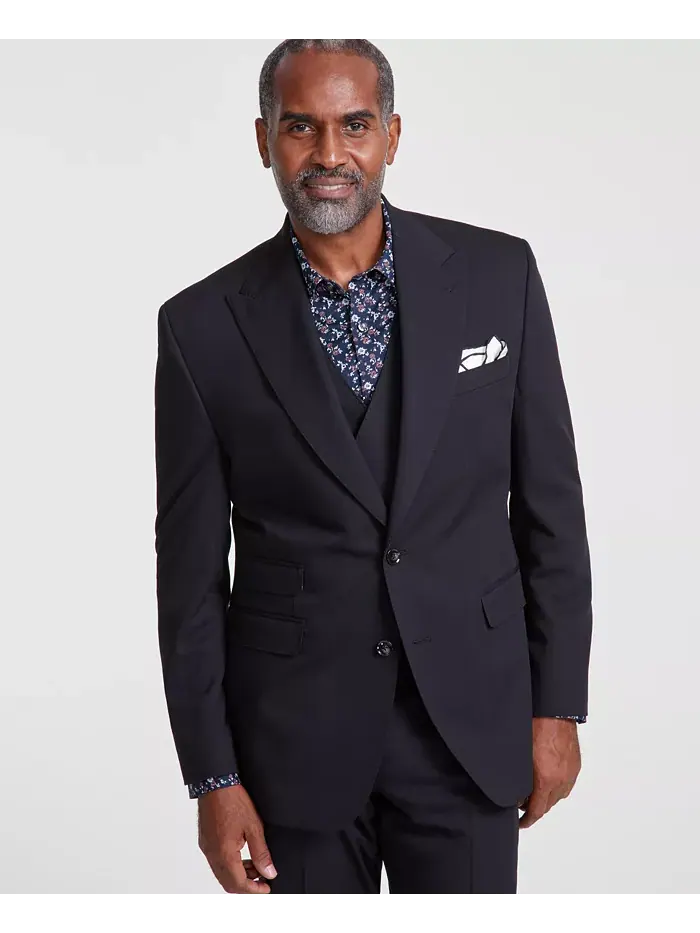 Мужской классический однобортный пиджак Solid Suit Separates Tayion Collection — черный
